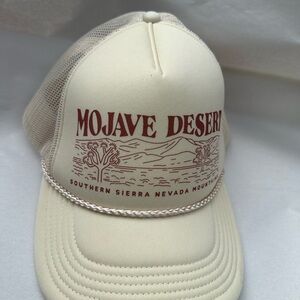 Mighty Fine Cream Trucker Hat with Maroon Desert Graphic